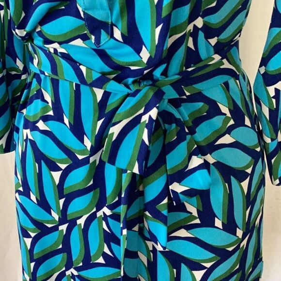 Donna Morgan Collared Shirt Dress Geometric Women’s 4 Tie Waist - Picture 6 of 10